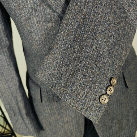 VTG Bill Blass Men's Sport Coat Blazer Gray Striped Herringbone Wool Size 40R - Picture 10 of 16